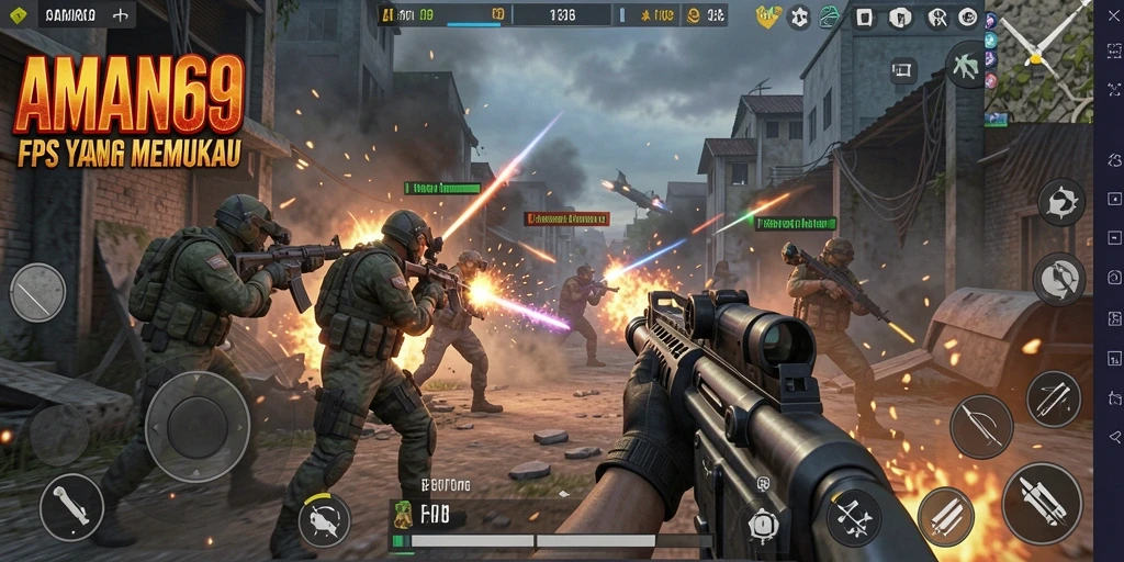 Screenshot gameplay AMAN69 menampilkan aksi pertempuran yang mendebarkan.