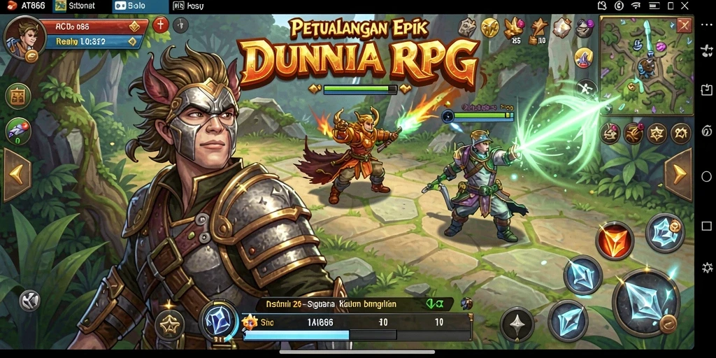 Screenshot utama AT866 menampilkan aksi seru petualangan RPG.
