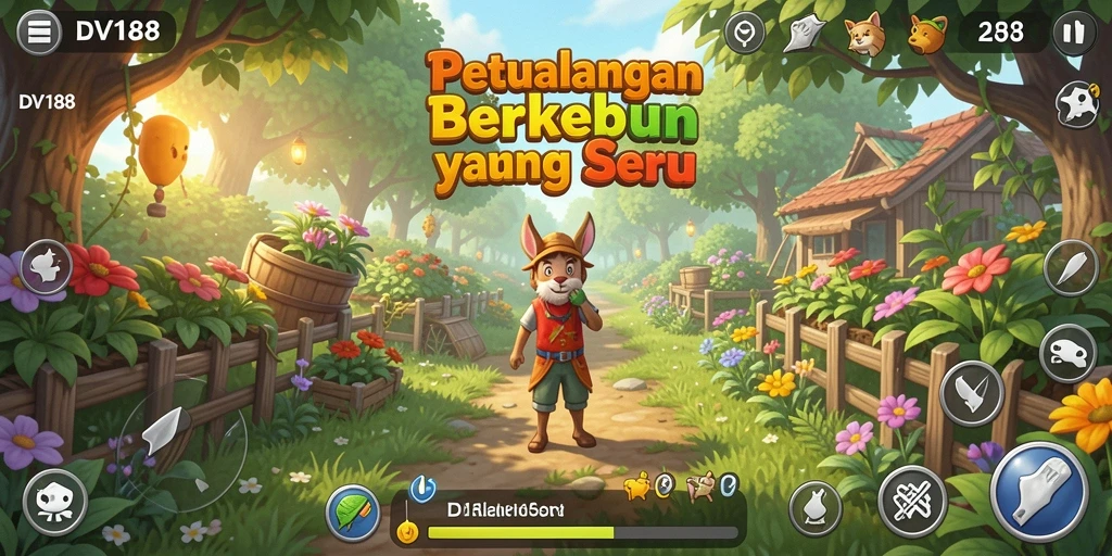 Tangkapan layar utama dari gameplay <strong>DV188</strong> menampilkan petualangan bertani yang seru.