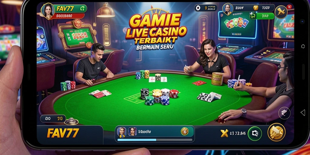 Tampilan gameplay Live Casino FAV77 dengan dealer langsung yang profesional.