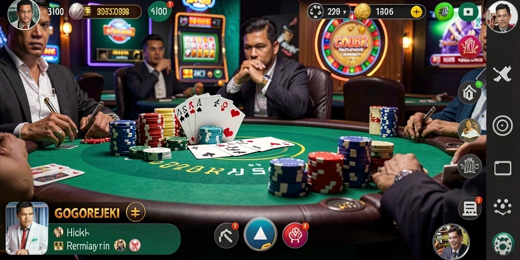 Screenshot gameplay GOGOREJEKI menunjukkan keseruan bermain Poker.