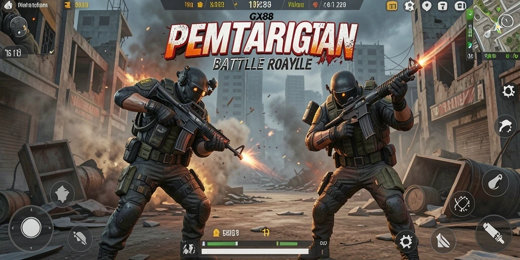 Screenshot GX88 menunjukkan adu strategi dalam Battle Royale.