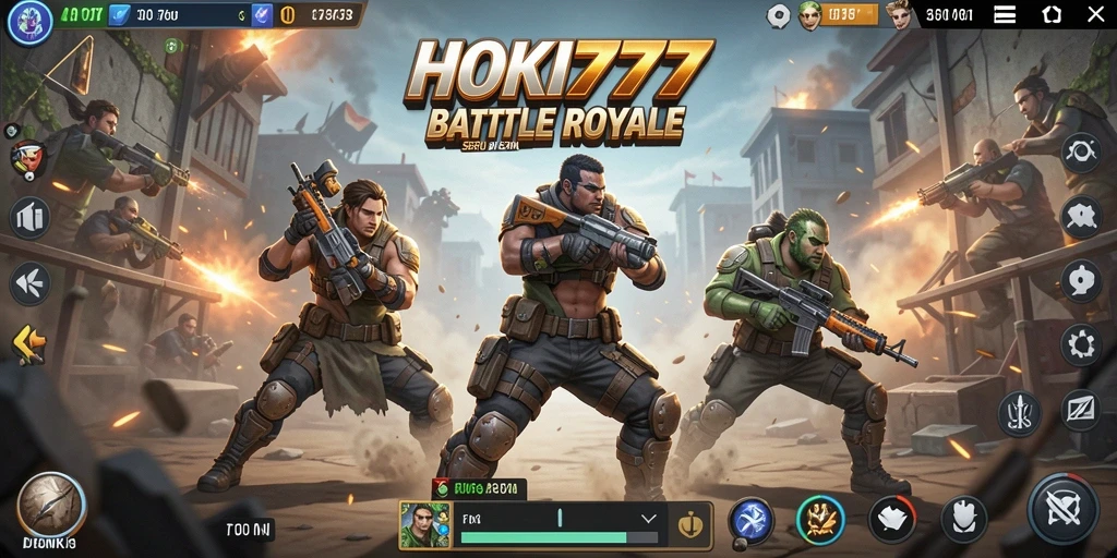 Tangkapan layar HOKI777 menampilkan pertempuran Battle Royale yang intens dan mendebarkan.