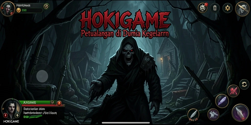 Tampilan gameplay HOKIGAME yang menyeramkan dan menegangkan.
