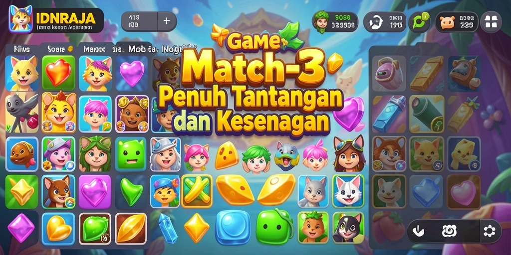 Tampilan gameplay seru dari game Match-3 IDNRAJA.