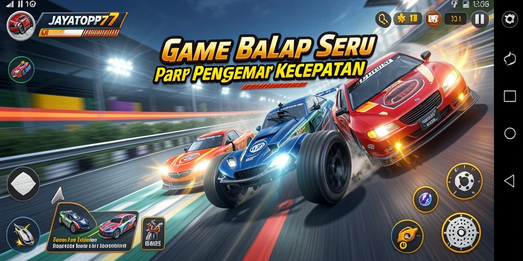 Tampilan gameplay JAYATOP77 yang mendebarkan saat balapan.