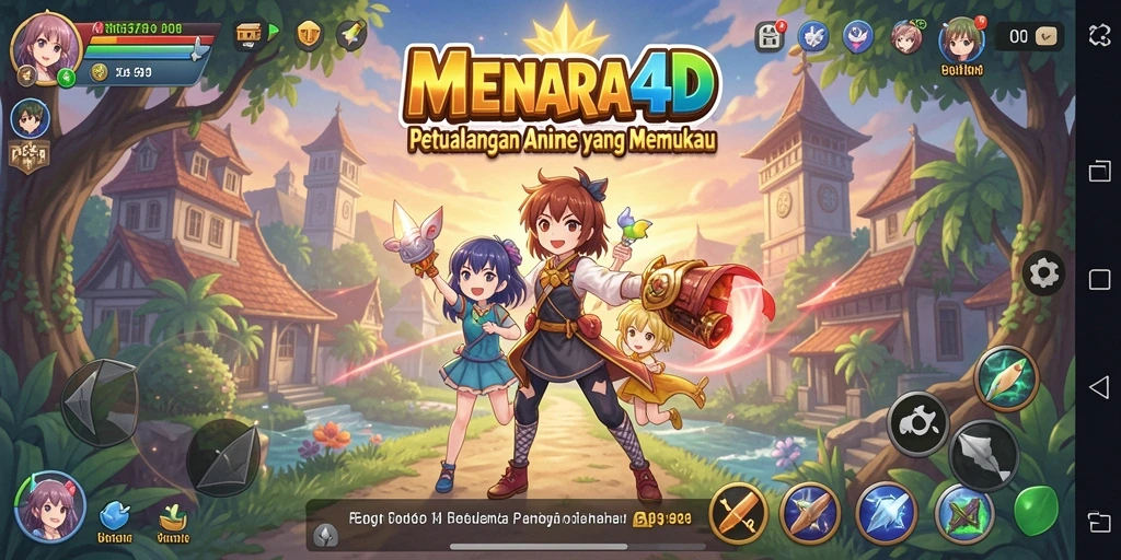 Tampilan gameplay MENARA4D dengan karakter aksi yang mendebarkan.