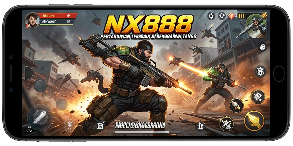 Tampilan gameplay NX888 menampilkan pertarungan aksi yang mendebarkan.