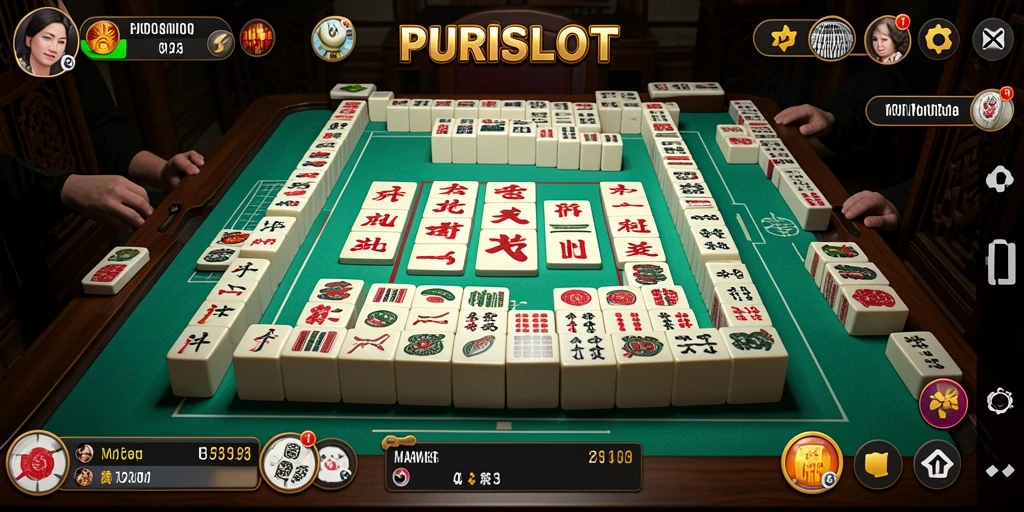 Tampilan gameplay menarik dari PURISLOT dengan desain Mahjong yang menawan.