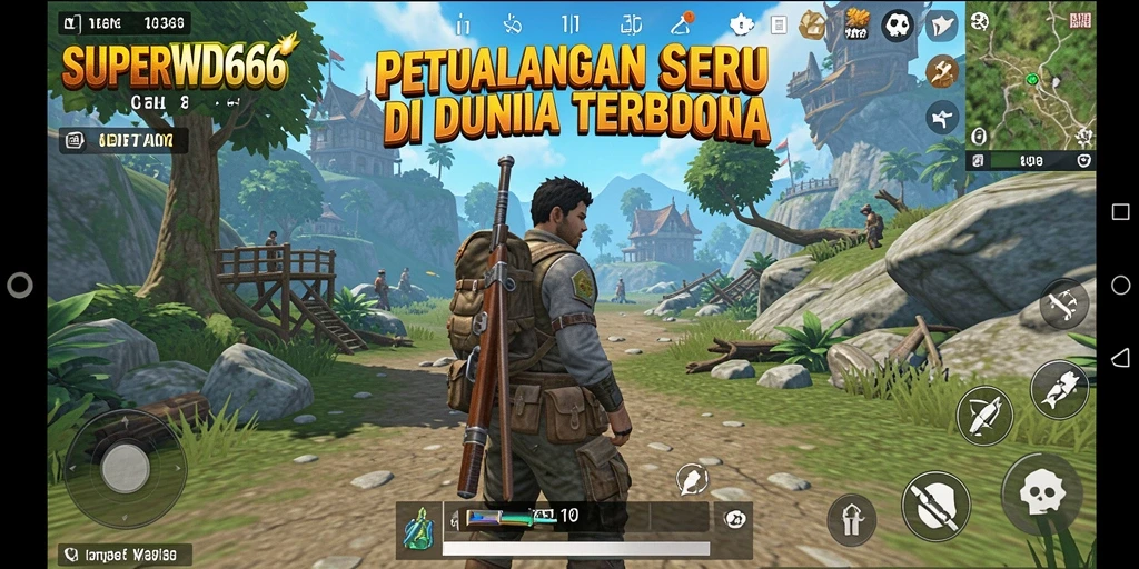 Tangkapan layar gameplay SUPERWD666 yang menampilkan petualangan seru di dunia terbuka.